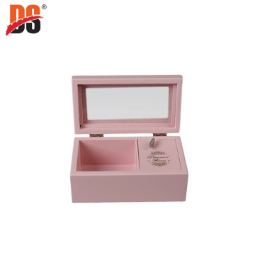 Customized MDF Music Transparent Window Matt Wooden Gift Packaging Pink Silk Screen Logo Small Jewelry Wood box